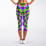 Neon Psychedelic Optical Illusion Women's Capri Leggings