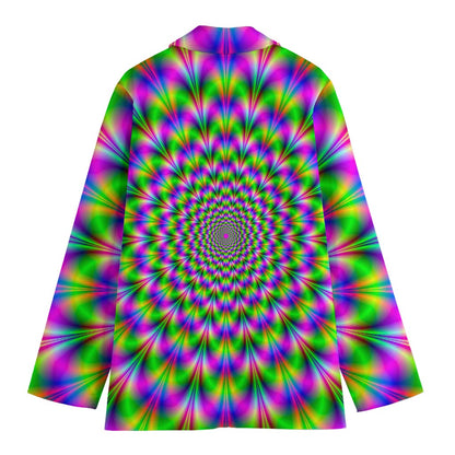 Neon Psychedelic Optical Illusion Women's Cotton Blazer