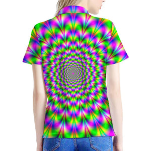 Neon Psychedelic Optical Illusion Women's Polo Shirt