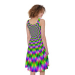 Neon Psychedelic Optical Illusion Women's Sleeveless Dress