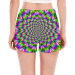 Neon Psychedelic Optical Illusion Women's Split Running Shorts