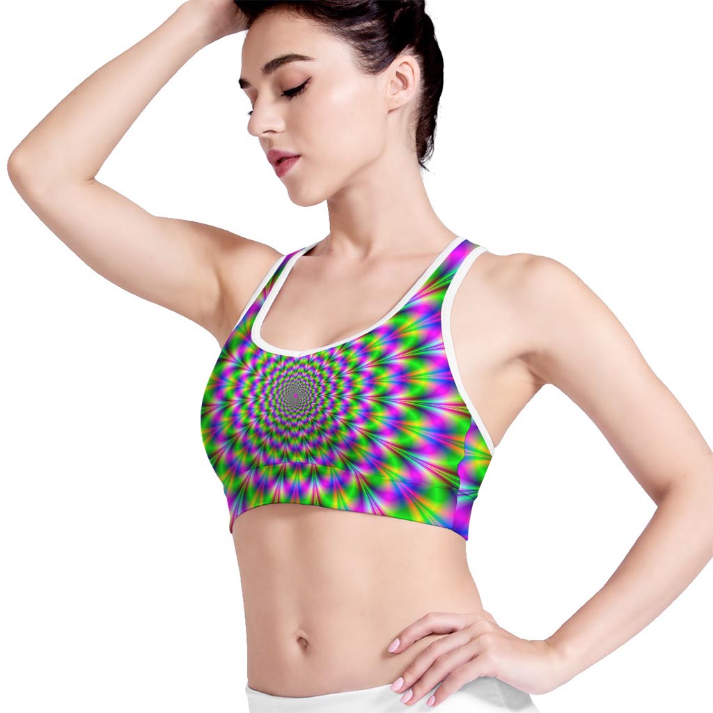Neon Psychedelic Optical Illusion Women's Sports Bra