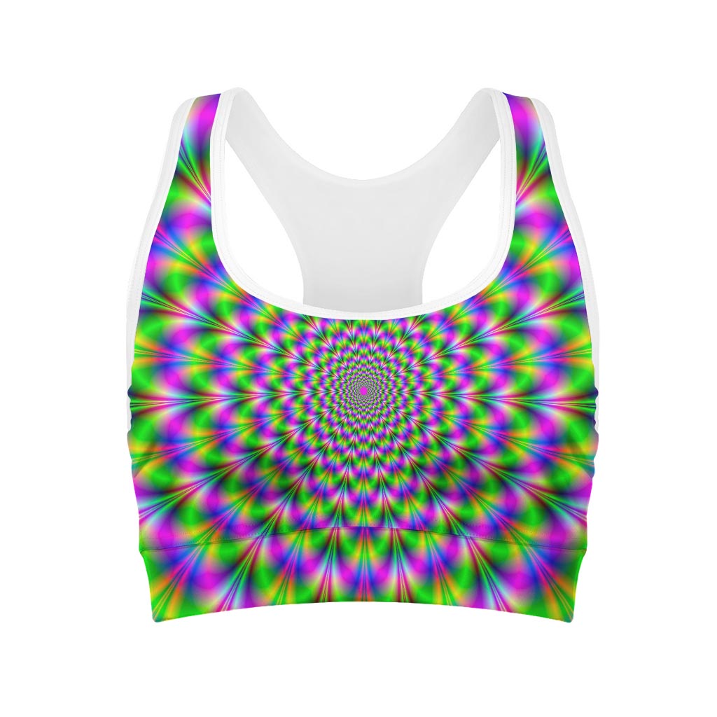 Neon Psychedelic Optical Illusion Women's Sports Bra