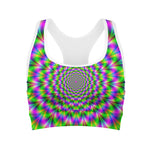 Neon Psychedelic Optical Illusion Women's Sports Bra