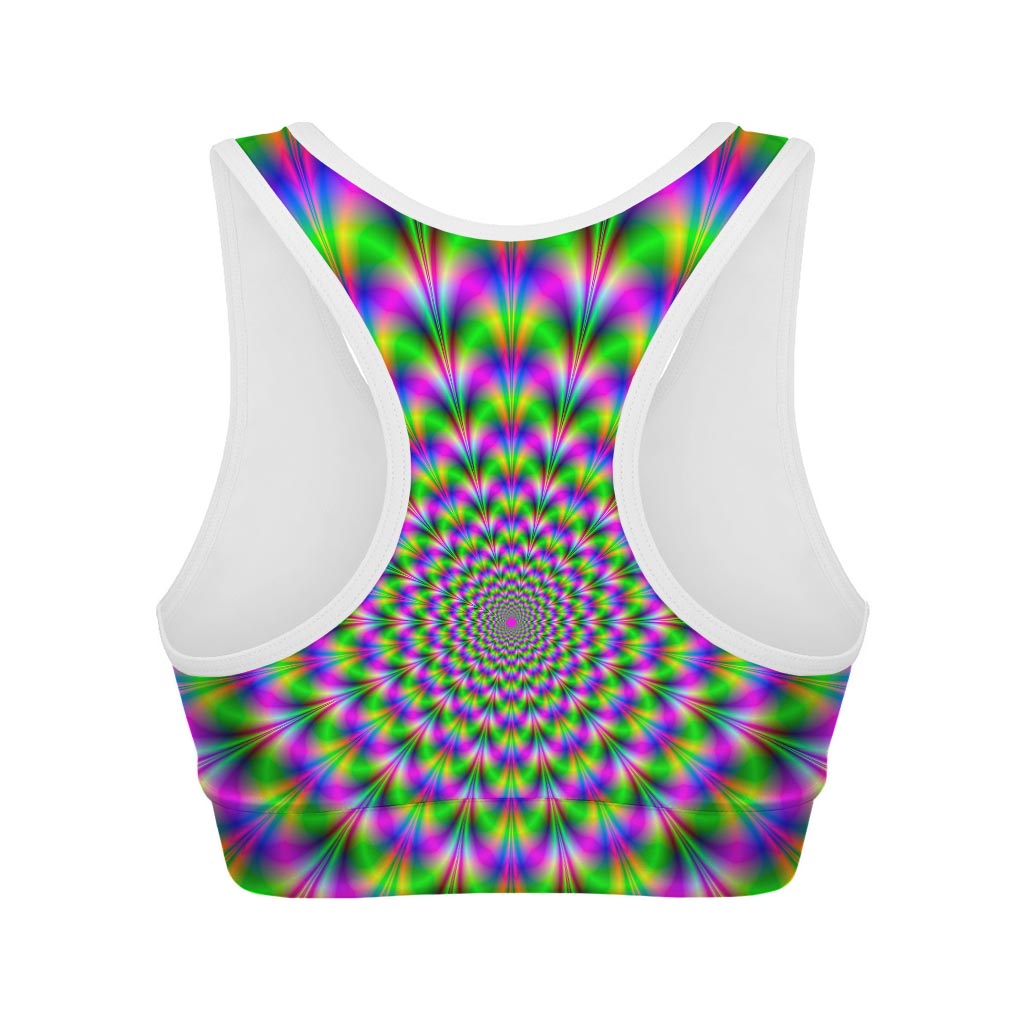 Neon Psychedelic Optical Illusion Women's Sports Bra