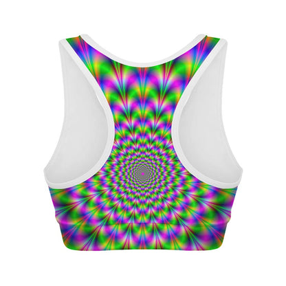 Neon Psychedelic Optical Illusion Women's Sports Bra