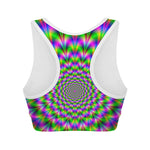 Neon Psychedelic Optical Illusion Women's Sports Bra