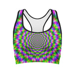 Neon Psychedelic Optical Illusion Women's Sports Bra