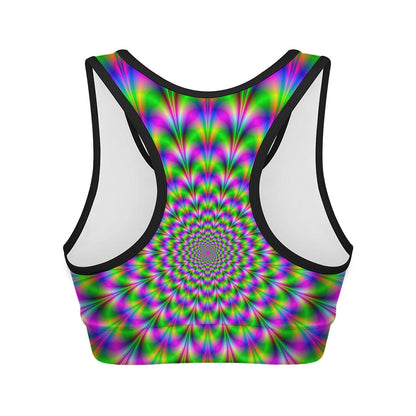 Neon Psychedelic Optical Illusion Women's Sports Bra