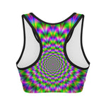 Neon Psychedelic Optical Illusion Women's Sports Bra
