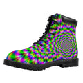 Neon Psychedelic Optical Illusion Padded Collar Lace Up Boots