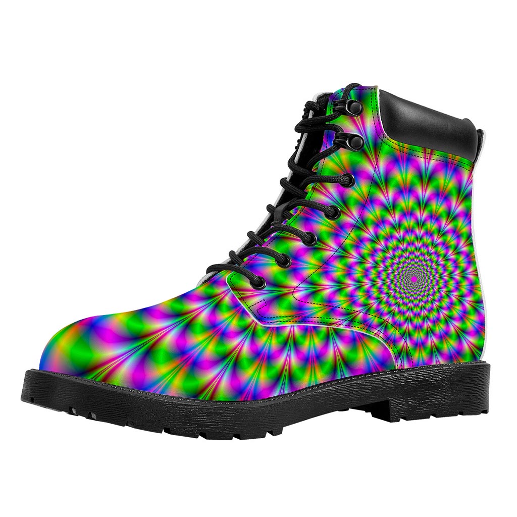 Neon Psychedelic Optical Illusion Work Boots