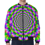 Neon Psychedelic Optical Illusion Zip Sleeve Bomber Jacket