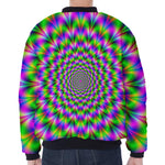 Neon Psychedelic Optical Illusion Zip Sleeve Bomber Jacket