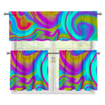 Neon Psychedelic Trippy Print 3 Piece Kitchen Curtains