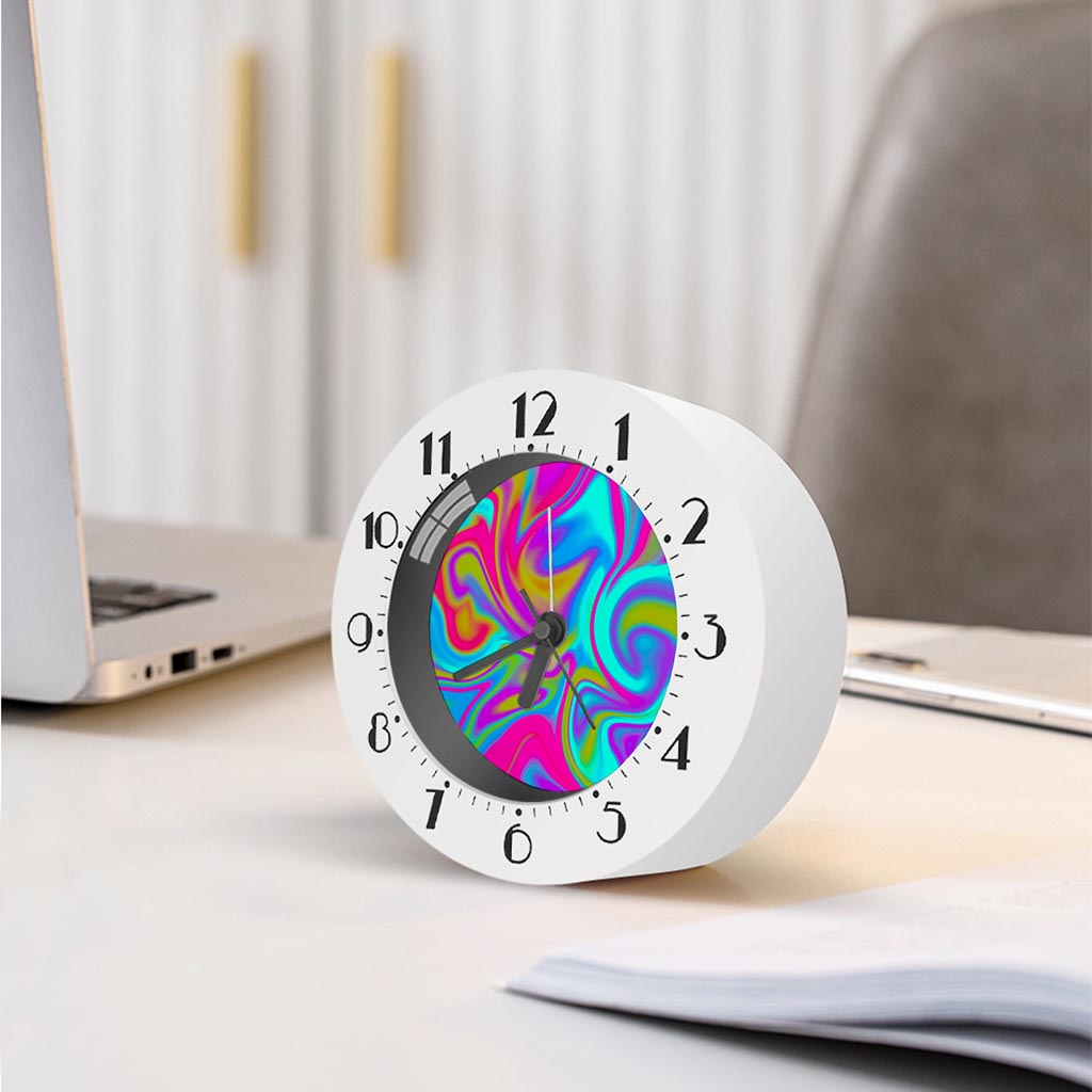 Neon Psychedelic Trippy Print Alarm Clock
