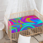 Neon Psychedelic Trippy Print Baby Crib Sheet