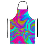 Neon Psychedelic Trippy Print Bib Apron With Pocket