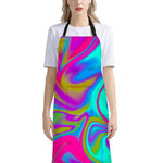 Neon Psychedelic Trippy Print Bib Apron With Pocket