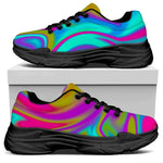 Neon Psychedelic Trippy Print Black Chunky Shoes