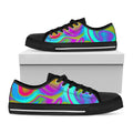 Neon Psychedelic Trippy Print Black Low Top Sneakers