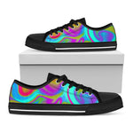 Neon Psychedelic Trippy Print Black Low Top Sneakers