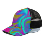 Neon Psychedelic Trippy Print Black Mesh Trucker Cap