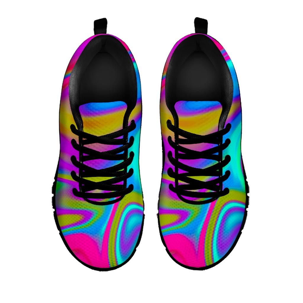 Neon Psychedelic Trippy Print Black Running Shoes