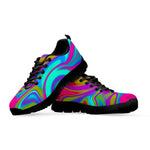 Neon Psychedelic Trippy Print Black Running Shoes