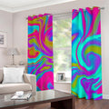 Neon Psychedelic Trippy Print Dimout Grommet Curtains