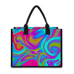 Neon Psychedelic Trippy Print Canvas Tote Bag