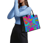 Neon Psychedelic Trippy Print Canvas Tote Bag