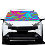 Neon Psychedelic Trippy Print Car Windshield Snow Cover