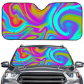 Neon Psychedelic Trippy Print Car Windshield Sun Shade