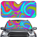 Neon Psychedelic Trippy Print Car Windshield Sun Shade
