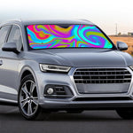 Neon Psychedelic Trippy Print Car Windshield Sun Shade