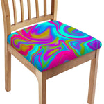 Neon Psychedelic Trippy Print Chair Cushion Cover