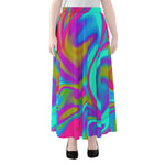 Neon Psychedelic Trippy Print Chiffon Maxi Skirt