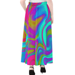 Neon Psychedelic Trippy Print Chiffon Maxi Skirt
