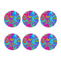 Neon Psychedelic Trippy Print Coaster Set