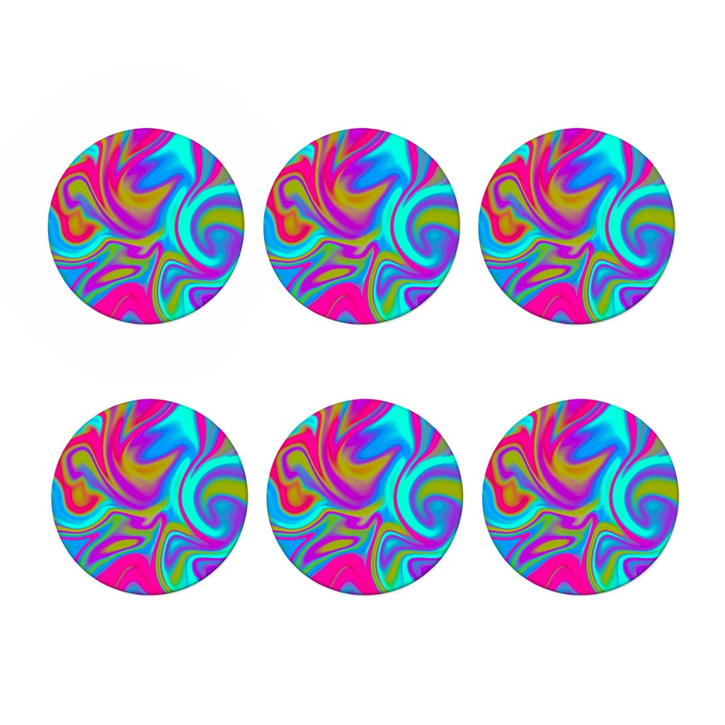 Neon Psychedelic Trippy Print Coaster Set
