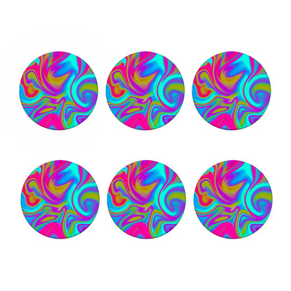 Neon Psychedelic Trippy Print Coaster Set