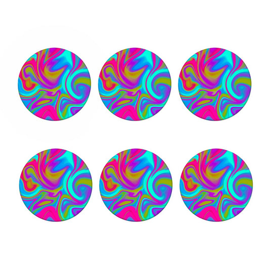 Neon Psychedelic Trippy Print Coaster Set