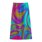 Neon Psychedelic Trippy Print Cotton Front Slit Maxi Skirt