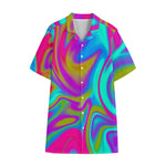 Neon Psychedelic Trippy Print Cotton Hawaiian Shirt