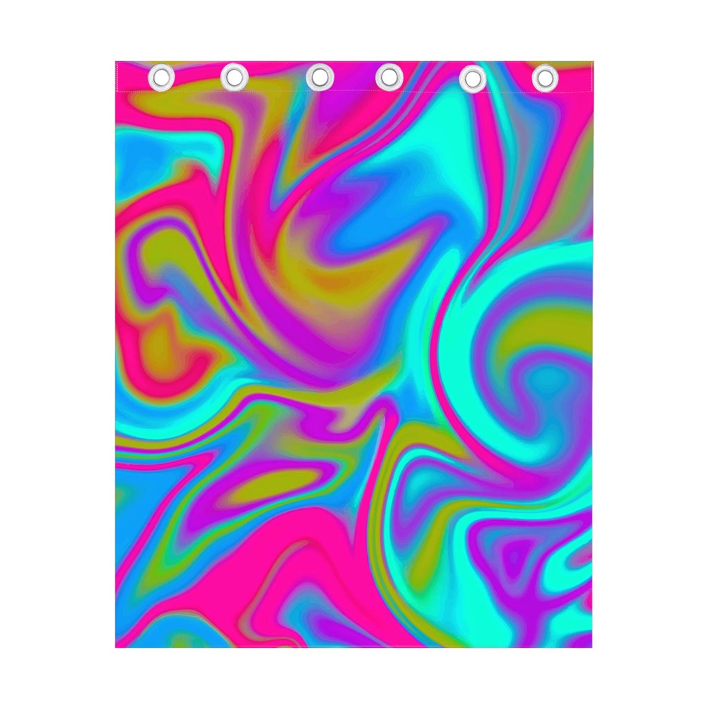 Neon Psychedelic Trippy Print Curtain