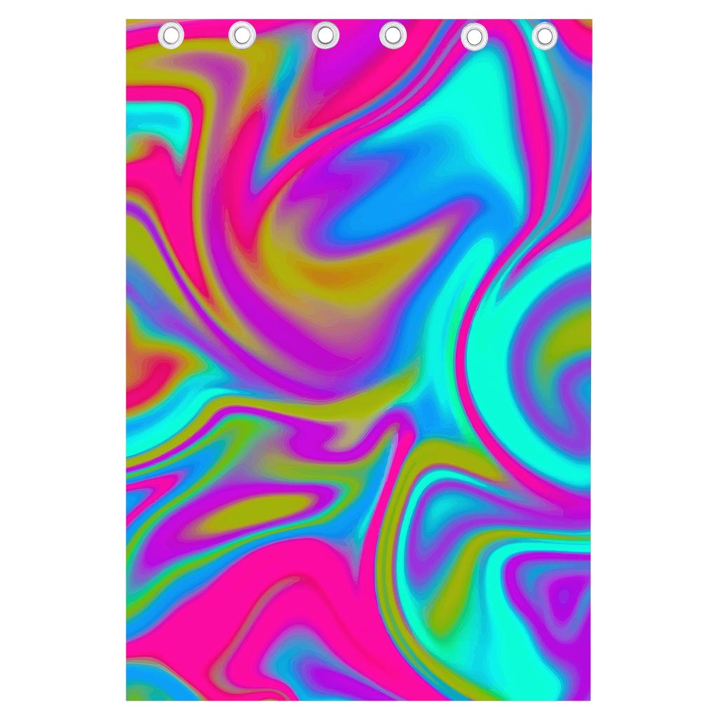 Neon Psychedelic Trippy Print Curtain