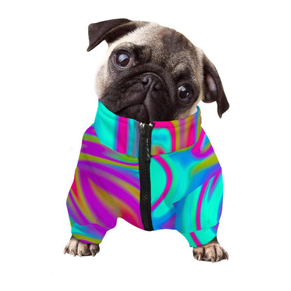 Neon Psychedelic Trippy Print Dog Zip Up Jacket
