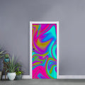 Neon Psychedelic Trippy Print Door Sticker