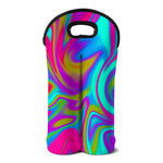Neon Psychedelic Trippy Print Double Neoprene Wine Tote